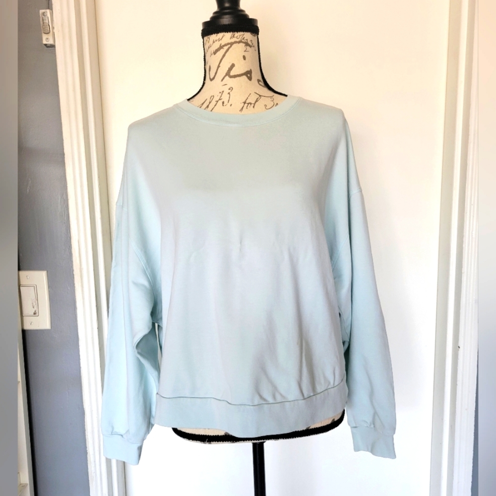 JoyLab Women's‎ Acqua Blue Lightweight Casual Cropped Boxy Sweatshirt M